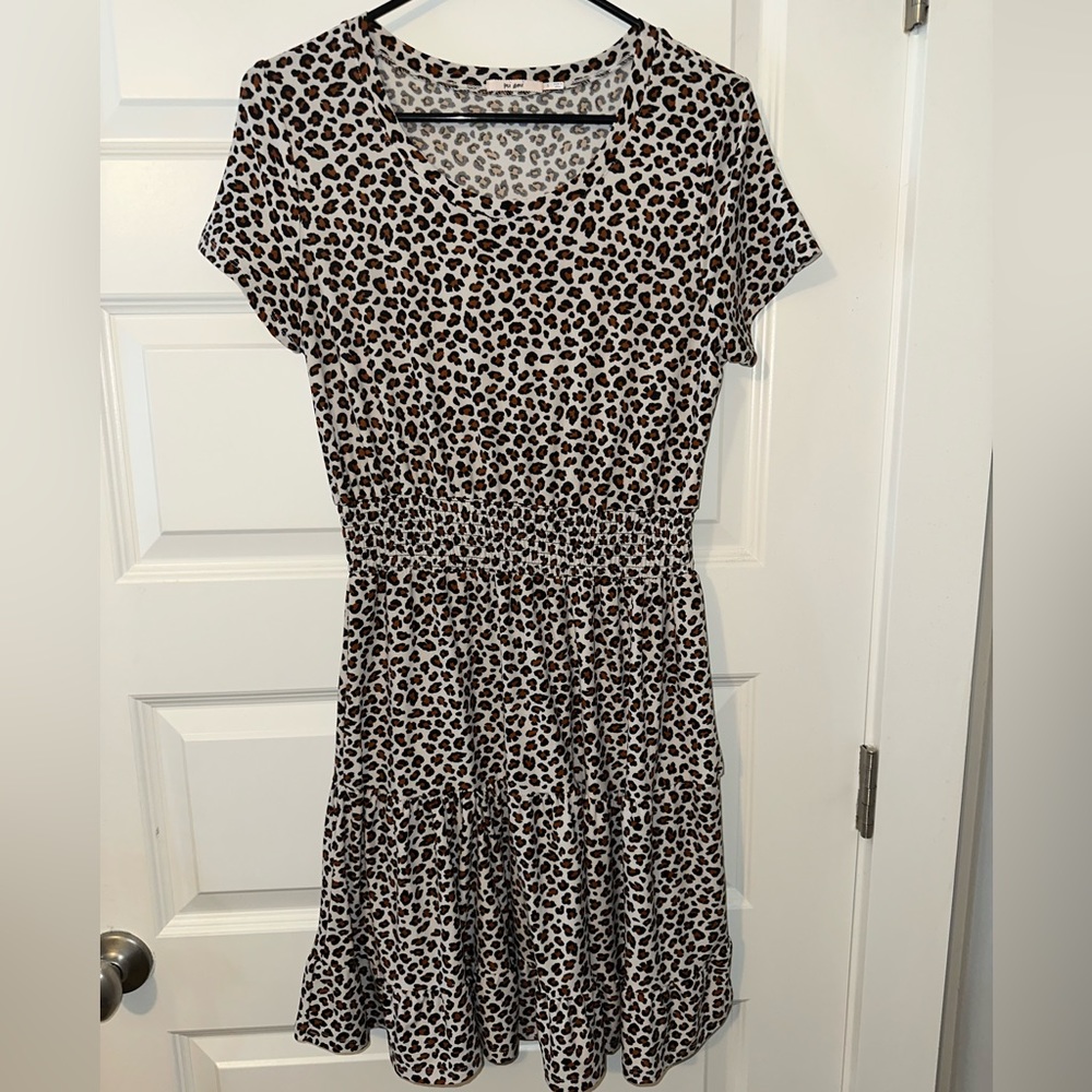 Mi Ami Smocked Waist Cheetah Print Dress